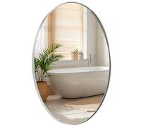 ANDY STAR Chrome Bathroom Mirror, Oval Bathroom Mirror 22 x 30 Inch, Polished Chrome Oval Wall Mirror for Bathroom, Oblong Pill Shaped Mirror Stainless Steel Frame Wall Mount Horizontal or Vertical
