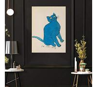 Andy Warhol Painting Cute Cat Poster Wall Art Prints Modern Hd Wall Artwork Andy Warhol Canvas Art Blue Cat Poster Living Room Bedroom Wall Decor D13227