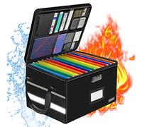 andyer File Box with Lock, Fireproof Document Box with 10 Tab&Inserts, Collapsible File Storage Organizer Box with Handle, Portable Document Organizer File Cabinets for Home Office for Hanging