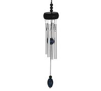 Andy's Orchids Mini Wood Wind Chimes for Outdoors, 10.6inch Windchimes with 4 Metal Tubes, Wood & Metal Hanging Decorations for Garden and Patio (Black)