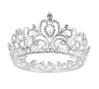 Andy's Orchids Princess Crystal Tiaras Crown, Silver Rhinestones Crown Headbands, Elegant Handmade Rhinestone Tiara Headwear Fashion Hair Accessories for Women Girls for Birthday Wedding Party