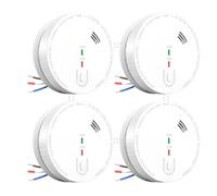 Andyssey GS517A Wired Smoke Alarm Mains powered, Interlinked Mains Smoke Detector 1 Year Replaceable Battery Back-up, Fire Alarm with Silence Button, EN 14604 Standard (4-PACK)