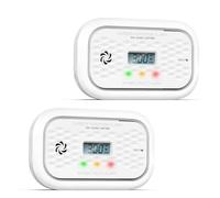 Andyssey ZA326 H01 Carbon Monoxide Detector 10 Year Life Sensor and Battery, CO Alarm with Display, Test Button, EN 50291 Standards, 2 Piece