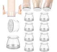 Aneaseit Chair Leg Floor Protectors - 1 1/2" x 8 pcs Crystal Clear - Felt Bottom Silicone Pads for Hardwood Floors & Furniture Feet - Rubber Caps for Chairs - Medium