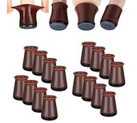 Aneaseit Chair Leg Sliders for Carpet - 1 1/8" x 16 pcs Dark Walnut - Silicone Heavy Duty Furniture Movers w/ PTFE Bottom - Table Feet Covers Pads Protectors for Smooth Glides - Small
