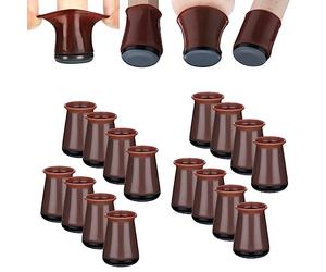 Aneaseit Chair Leg Sliders for Carpet - 1 1/8" x 16 pcs Dark Walnut - Silicone Heavy Duty Furniture Movers w/ PTFE Bottom - Table Feet Covers Pads Protectors for Smooth Glides - Small