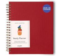 Anecdote 2026 Planner (8.5" x 10") Daily Planner Weekly Monthly Planner - 52 Weeks w/Library Buckram Cover, Brass Spiral - A4 Size Bleed-Resistant Paper - Red