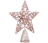 Aneco 10 Inches Christmas Treetop Star Metal Glittered Christmas Tree Topper Xmas Tree Decoration Topper for Christmas Holiday Home Office School Mall Decor, Rose Gold