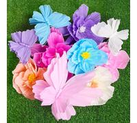 Aneco 10 Pieces Large Paper Artificial Flowers 3D Large Paper Butterflies for Wall Floral Backdrop Decor Giant Flower Decorations for Birthday Bridal Shower Wedding Decorations, Mixed Pastel Colors