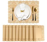 Aneco 100 Pack Rectangular Paper Doilies Disposable Placemats 15.7 x 11.8 in Lace Paper Placemats Brown Kraft Doilies Table Pad for Food Arts Crafts Wedding Tableware Decor