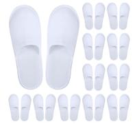 Aneco 12 Pairs Disposable Spa Slippers Fluffy Closed Toe Spa Slippers for Hotel, Home, Guest Use, Fits up to Most Men or Women, White, 2 UK