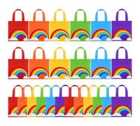 ANECO 24 Pieces Rainbow Non-Woven Bags Tote Gift Bags Rainbow Party Bags Birthday Bags with Handles for Party Favors, 8 by 8 Inches, 6 Colors
