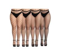 ANECO 4 Pairs Plus Size Fishnets Tights Sexy Black Fishnet Pantyhose Stockings Cross Mesh Tights Thigh High Stockings