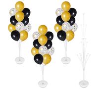 Aneco 4 Set Balloon Stand Kit for Floor, Balloon Tower Backdrop Decoration, Sesame Street Party Decorations with Balloons Base Pole Water Bag for Graduation Wedding Birthday Party, Black and Gold