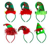 ANECO 6 Pack Christmas Headbands Beautiful Elves Headband Elf Hair Hoop Christmas Elf Headwear for Christmas Party Costume Accessories