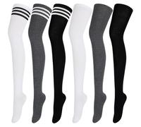 ANECO 6 Pairs Extra Long Socks Long Boot Stockings Thigh High Socks for Women