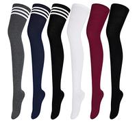 ANECO 6 Pairs Extra Long Socks Long Boot Stockings Thigh High Socks for Women