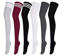 ANECO 6 Pairs Extra Long Socks Long Boot Stockings Thigh High Socks for Women