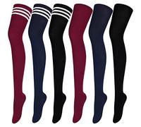 ANECO 6 Pairs Extra Long Socks Long Boot Stockings Thigh High Socks for Women