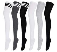 ANECO 6 Pairs Extra Long Socks Long Boot Stockings Thigh High Socks for Women