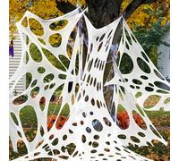 Aneco Halloween Spider Web 900 Sqft Glow-in-the-Dark DIY Spider Web with 10 Ground Nails for Halloween Party Supplies Home Indoor Outdoor Decorations, White