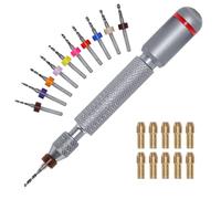 aneegfpv 21-Piece Hand Drill Set Slip, 10 PCB Mini Bits for Parts Cutting, Crafts, and DIY Jewelry Comfortable Manual Hand Drill Kit (Grey)