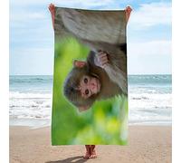 ANEEHA Microfiber Beach Towel for Adults Kids, Cute Monkey Large Beach Towels Animal Bath Towel Quick Dry Travel Towel 3D Print Super Absorbent for Swimming, Sports, Gym, 150x70 cm