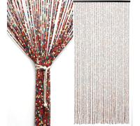 ANEELV Handmade Beaded Curtain for Balcony Doors and Windows, 52 Strands Wooden Beads, Bohemian Style, Rainbow Color, Suitable for Windows, Rooms, Hallways or Partitions, 90 x 190 cm