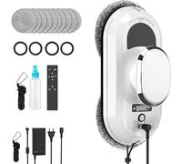 ANEELV Window Cleaning Robot with 5600 Pa Suction Power, 3 Cleaning Modes, Intelligent Navigation, Remote Control, Safety System and 10 Cleaning Pads, Suitable for Smooth Surfaces