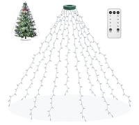Aneeway Christmas Tree Lights 200LED, Waterproof 1.5m 10 Strands 8 Modes Xmas Lights with Memory for Indoor/Outdoor Decoration - Cold White
