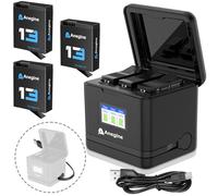 Anegine Hero 13 Battery 2300 mAh and LCD 3 Channel USB Storage Charger for GoPro Hero 13 Black Enduro Rechargeable Battery with Type-C (Pack of 3)
