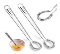 Anei 2PCS Mini Whisk Stainless Steel Small Mini Spring Coil Egg Creamy Mixer Whisk Blender for Kitchen Coffee Sauce Baking Cooking Milk Milk Tea
