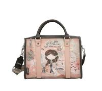 Anekke | Peace & Love bowling shape handbag | Women's handbag with original removable shoulder strap | 30 x 21 x 15 cm | Pink, Pink, 30 x 21 x 15 cm