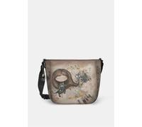 Anekke Real Oval Shoulder Bag Brown with pattern