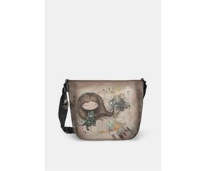 Anekke Real Oval Shoulder Bag Brown with pattern