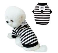 Anelekor Autumn Dog Sweater with Leash Ring Warm Striped Puppy Shirt for Small Dog Girl Boy Cat Sweater Winter Pet Clothes Pomeranian Chihuahua Cold Weather Coat (Black, X-Small)