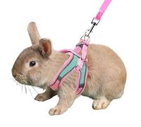 Anelekor Bunny Harness and Leash Set Reflective Strip Kitten Vest Harness Escape Proof Rabbit Leash Walking Pet Accessories for Small Cat XXS Dog Guinea Pig and Small Animals (Pink, Medium)