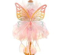Anelekor Butterfly Dog Costume Pink Dog Dress with Leash Ring Lolita Puppy Clothes for Small Dog Girl Halloween Cat Outfit for Kitten Chihuahua Yorkie Pomeranian (Purple, X-Small)