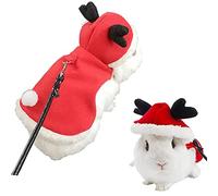 Anelekor Christmas Costume for Rabbit Kitten Elk Cape with Deer Antler Bunny Clothes with Rabbit Leash Holiday Guinea Pig Outfit for Chihuahua Ferret Tiny Puppy and Similar Small Pet (S)…