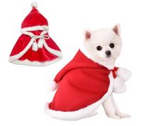 Anelekor Christmas Dog Outfit Red Puppy Christmas Cloak Santa Cat Costume Xmas Dog Cape Holiday Pet Clothes Funny Dog Christmas Costume Accessories for Cats Small Medium Dog (Red, Small)