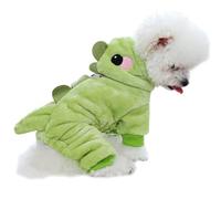 Anelekor Dinosaur Dog Costume, Winter Dog Pajamas for Small Dogs, Warm Puppy Hoodies, Blue Cold Weather Coat for Cat, Warm Pet Clothes for Christmas Halloween. (Green-2, Large)