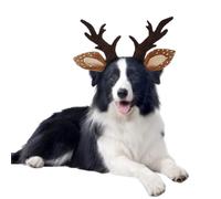 Anelekor Dog Deer Costume Funny Dog Antlers Headband Christmas Puppy Cat Elk Outfit Adjustable Dog Head wear Accessories Pet Reindeer Costume for Cat Small Medium Dog (Brown, Large)