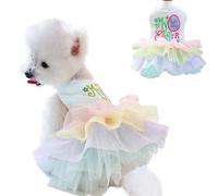 Anelekor Dog Easter Outfit with My 1st Easter Embroidery Letters Holiday Puppy Dress Rainbow Small Dog Tutu Cat Apparel Fancy Pet Clothes for Chihuahua Yorkie Pomeranian Poodle(Colorful, X-Large)