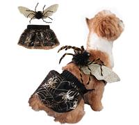 Anelekor Dog Spider Costume Black Dog Tutu Dress and Spider Wing Set Halloween Cat Costume Spider Pet Outfit Puppy Cosplay Dress up Accessories for Cat Small Medium Dog (Spider, Large)