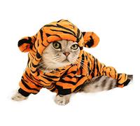 Anelekor Dog Tiger Halloween Costume Cat Hoodies with Bunny Ears and Tail Puppy Warms Hooded Coat Pet Winter Clothes for Small Medium Dogs Kitten Kitty. (Orange, Small)