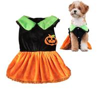 Anelekor Halloween Dog Outfit Cat Pumpkin Costume Holiday Puppy Dress for Small Medium Dog Girl Halloween Cat Apparel Funny Pet Clothes for Cat Dog (Pumpkin, XX-Large)