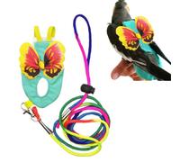 Anelekor Pet Bird Diaper Harness Adjustable Parrot Harness and Leash Set Cockatiel Flight Suit with 60 Inch Leash Bow Tie Bird Flying Clothes for Conures Cockatoos Cockatiel Pigeon(Yellow, Medium)