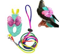 Anelekor Pet Bird Diaper Harness Adjustable Parrot Harness and Leash Set Cockatiel Flight Suit with 60 Inch Leash Bow Tie Bird Flying Clothes for Conures Cockatoos Cockatiel Pigeon(Pink, Medium)