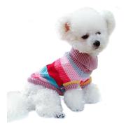 Anelekor Rainbow Puppy Sweater for Small Dog Pullover Knitted Dog Sweatshirt Cable Cat Knitwear Warm Pet Clothes for Kitten Chihuahua Yorkie Toy Poodle XXS (Rainbow, X-Large)