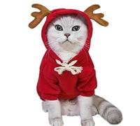 Anelekor Reindeer Dog Costume Christmas Puppy Outfit for Small Dog Girl Boy Red Puppy Hoodies with Antlers Hooded Pet Sweatshirt Coat Winter Cat Clothes for Holiday Christmas (Red, Large)